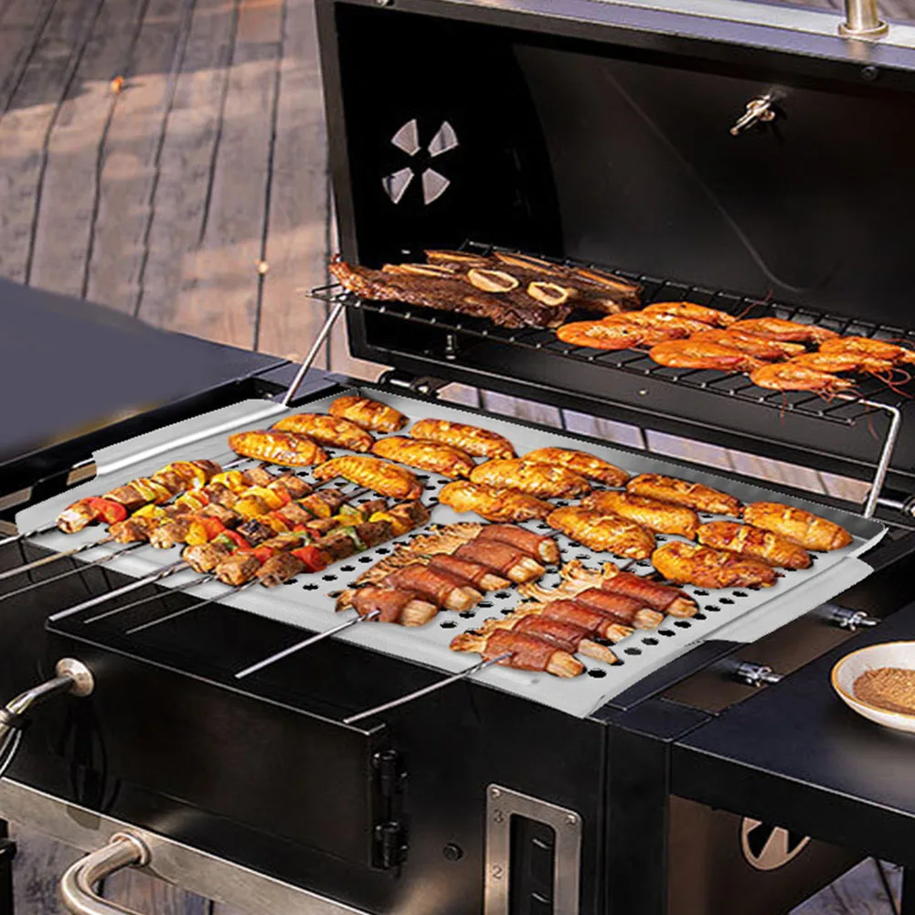 

Grilling Tray Stainless Steel Grill Pan Perforated Design Food-Grade Material Efficient Heat Distribution Easy Cleanup