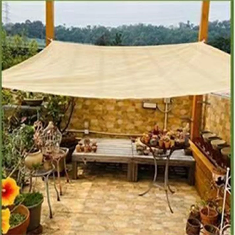 Outdoor Sun Shade Net Anti-UV HDPE Beige Garden Buildings Shelter Gazebo Pergola Sunshade Sail Balcony Furniture Canopy