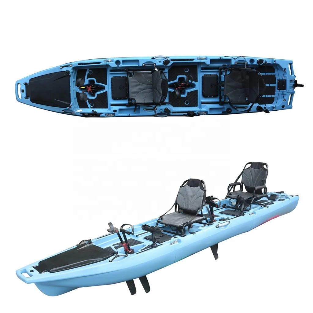 2 Person Modular Pedal Fishing Kayak With 360 Swivel Seat 4.2m Wholesale Sea Touring Detachable Kayak For Sale