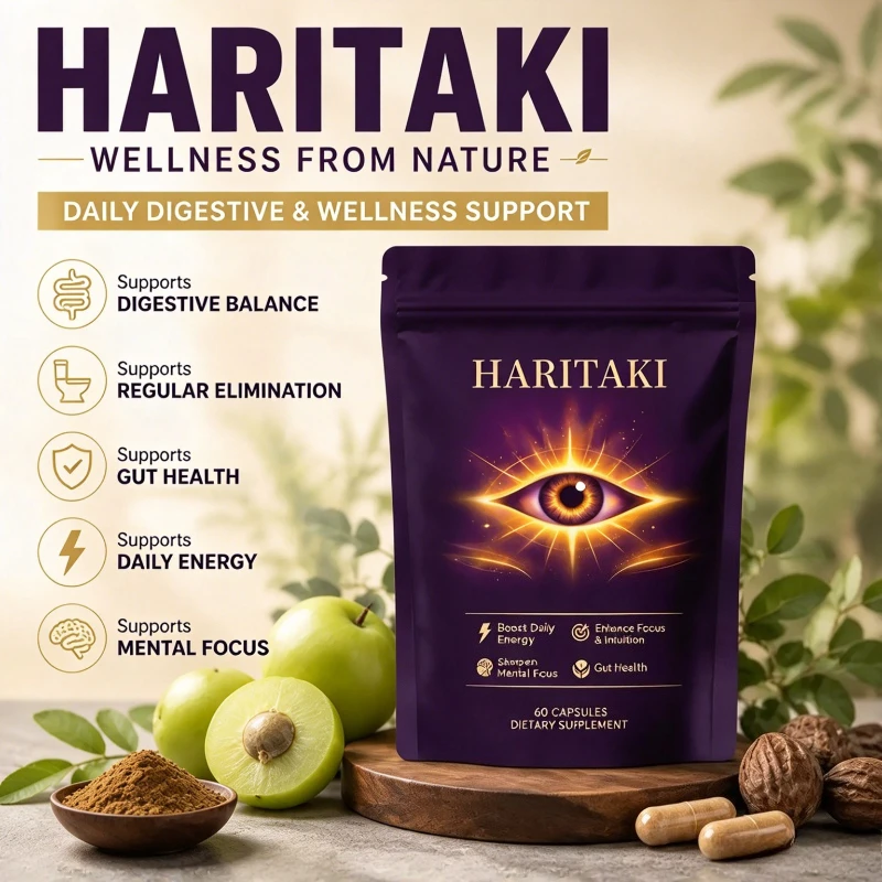 Haritaki Fruit Powder Capsules Supports Digestive Balance and Gut Health Mental Focus Single Ingredient 30 Servings 60 Capsules
