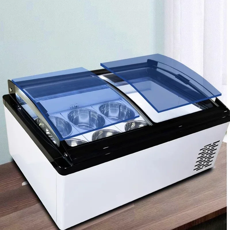 

Commercial Refrigerated Ice Cream Display Cabinet 6 Barrel Hard Ice Cream Freezers Custom shape opening