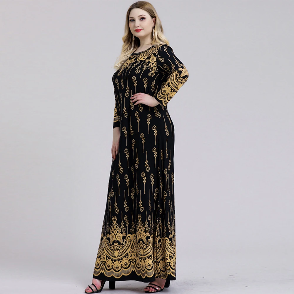 XL To 4XL 5XL 6XL Maxi Dresses For Women 2024 Fall Home Casual Muslim Female Clothes Long Sleeve Dress Elegant Chubby Large Size