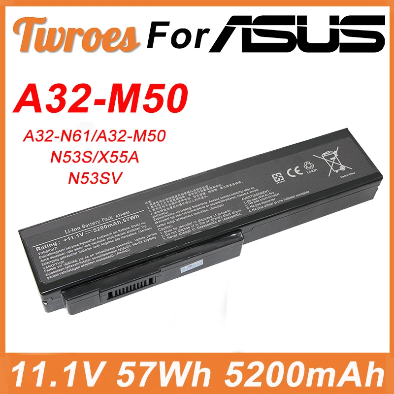 

A32-M50 11,1 V 57Wh 5200mAh Аккумулятор для ноутбука ASUS/N53S X55A N53SV A32-N61 G50 G50V G50Vt G51 G60 L50