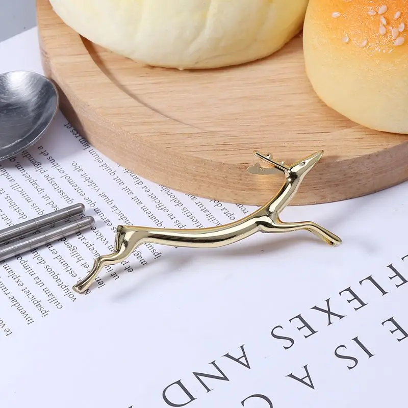 Zinc Alloy Running Deer Chopsticks Stand Rack Spoon Fork Knife Rest Storage