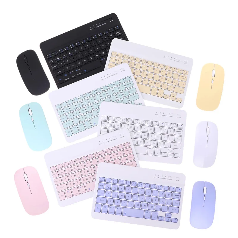 Bezprzewodowa klawiatura Bluetooth zestaw myszy akumulator Tablet do laptopa telefon iPad Samsung iOS Android Windows zielony biały czarny