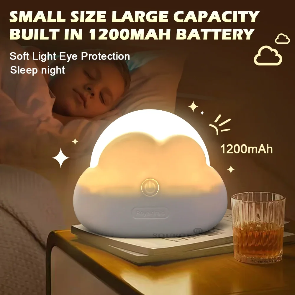 Blue and White Cloud Night Light Mini USB Wireless Adorable Cloud Shape LED Night Light For Bedroom Baby Children Creative Gift