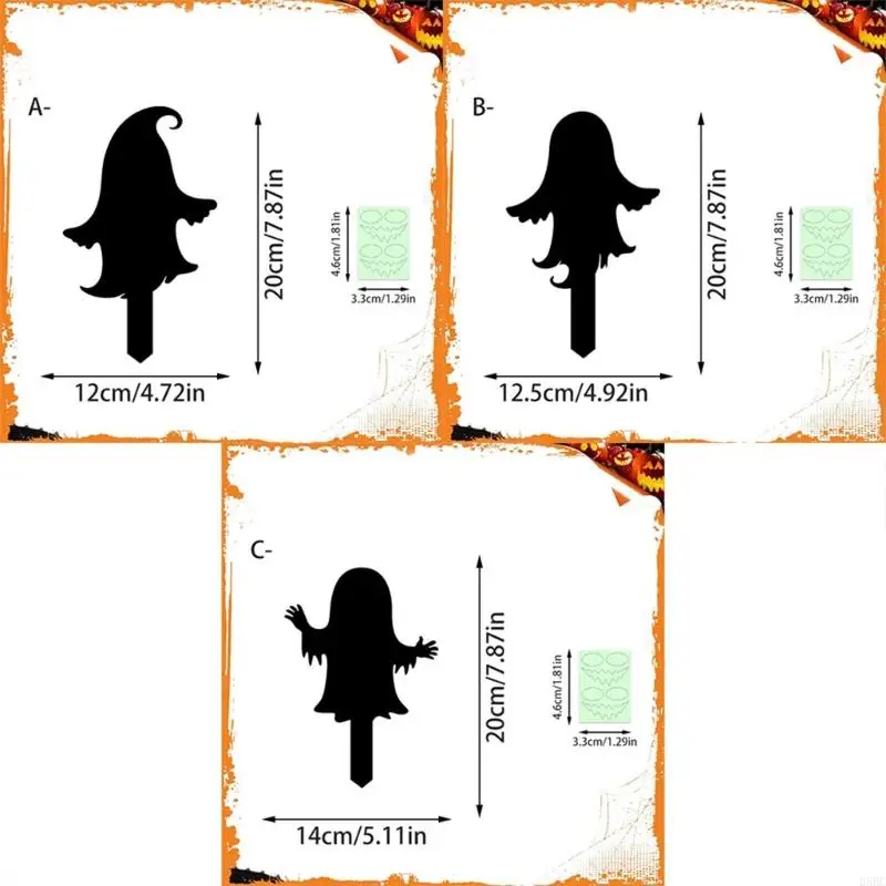  Weird Halloween Yard Stake with Glowing Stickers, Acrylic Outdoor Lawn Decoration for Garden Pathway Party Display