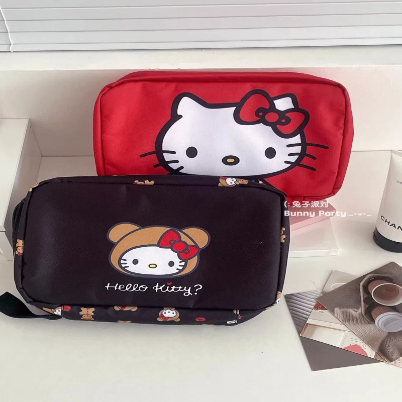 

kawaii Hello Kitty Makeup Bag Anime Women Cartoon Large Capacity Folding Portable Outdoor Home Phone Cosmetics Storage Wholesale