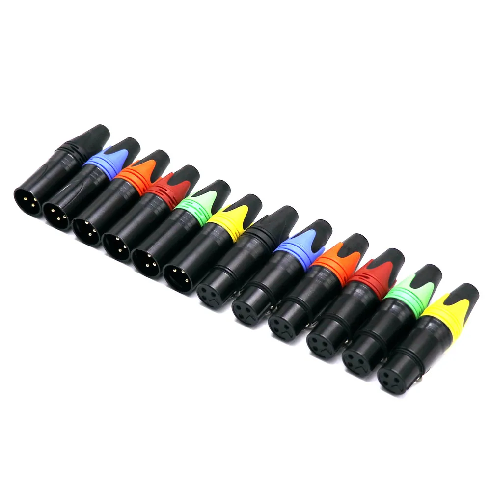 10pcs 5 Sets Silver Color 3Pin XLR Connector Female Jack Male Plug 3 Core XLR Socket Microphone Amplificador de audio Audiophile