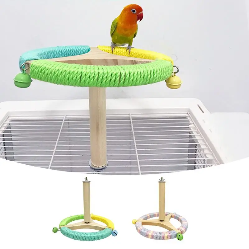 

Подставка для игровой площадки с птицами, деревянные подставки для игр с попугаем, головоломки, игрушки для обогащения с качелями и 2 мисками из нержавеющей стали, интерактивное жевание