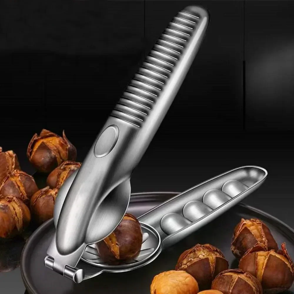 Chestnut Clip Nutcracker Opener Quick Clip Nuts Peeler Shelling Walnut Cracker Sheller Stainless Steel Accessories Kitchen Tool