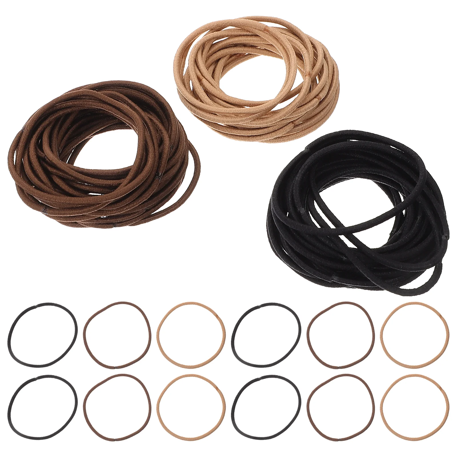 

100 Pcs High Elasticity Hair Ties Deep Brown 1 Box Candy Rubber Bands for Women Girls Braids Styling Accessories Bulk Pack