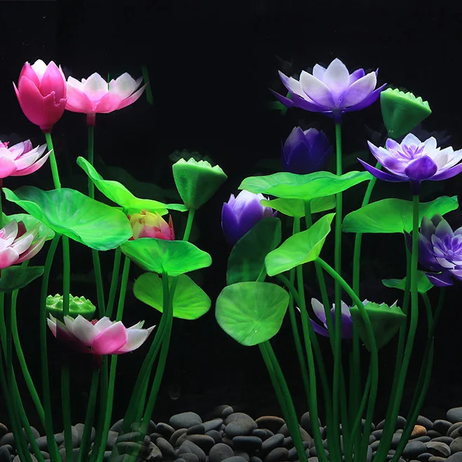 

Искусственные растения лотоса для аквариума, 1 шт., декор для аквариума, украшения для водных растений, имитация цветов, аксессуары для аквариумов