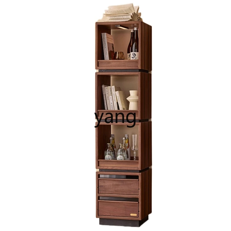 LH,  solid wood four-layer rotating bookshelf small apartment sofa side cabinet