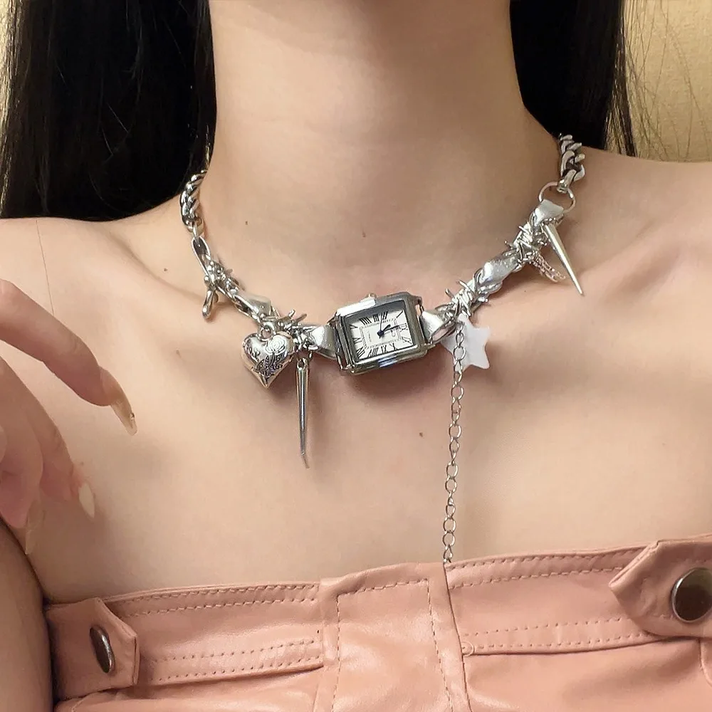 

Personality Star Watches Pedant Choker Cross Butterfly Gothic Rivet Necklace Women Neck Jewelry Heart Y2K Tassel Necklace Party