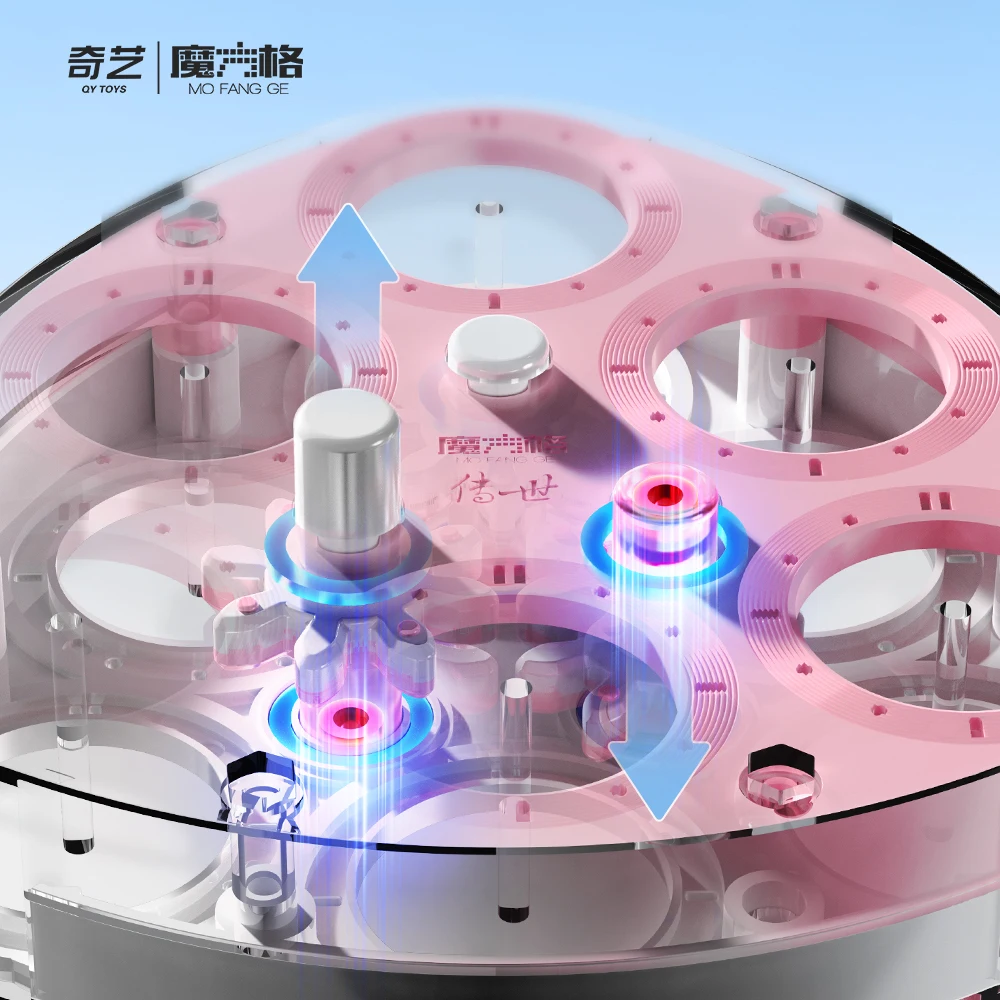 QiYi Clock 3x3 MAGICZNY ZEGAR Niebiesko-Różowy Wyścigowy Pełny Magnetyczny 5x5 Profesjonalny Zegar Konkursowy Puzzle Zabawka