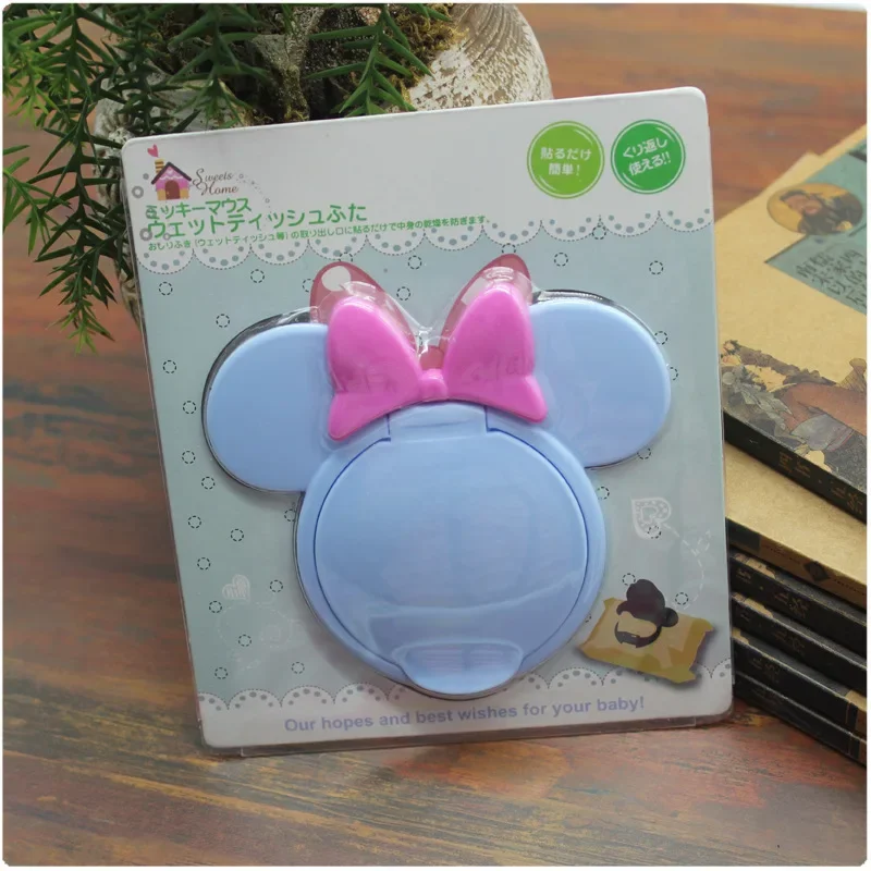 Disney-funda de toallitas húmedas de Mickey para bebé, cubierta de tejido húmedo con tapa de dibujos animados de Anime, anticontaminación,