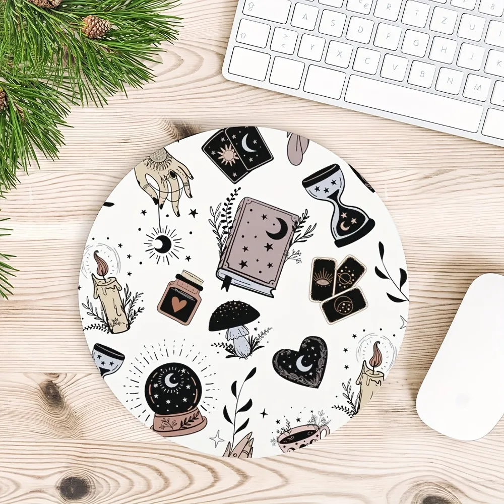 

The circular mousepad with a mysterious night design washable surface and anti-slip rubber base is suitable for daily office use