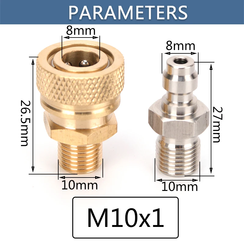 2pcs  Quick Disconnect Connect Fittings and Couplers Set NPT Quick Release Couplings Air Refilling M10x1 BSPP 4500psi Air Pumps