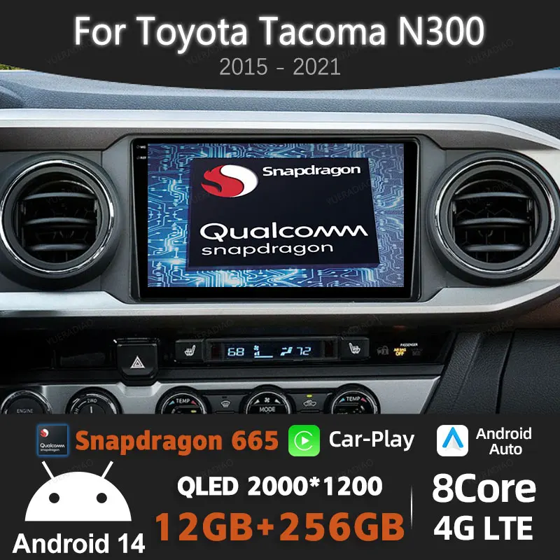 Android 14 Car Radio For Toyota Tacoma N300 2015 - 2021 Multimedia Stereo Video Player GPS NAVI DSP 4G LTE 5G WIFI Head Unit BT