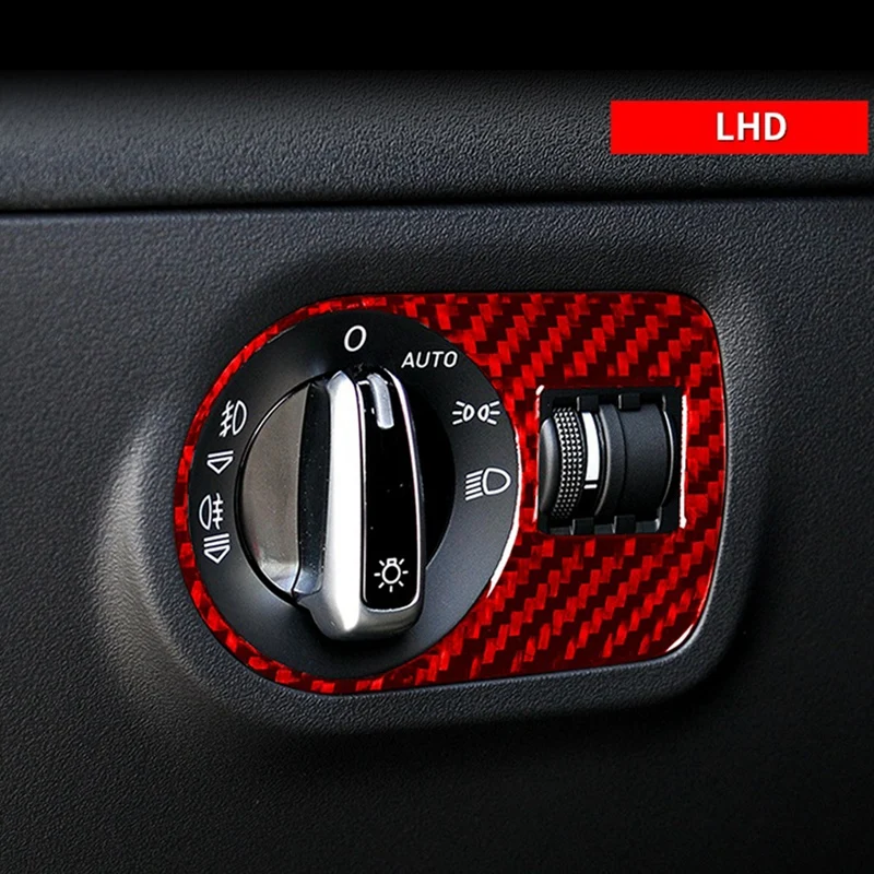 Car Headlight Switch Cover Trims Decorative Stickers Carbon Fiber for Audi- TT 8N MK123 TTRS 2008-2014 LHD