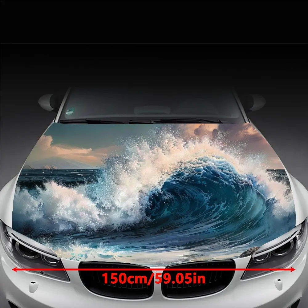 Ocean Wave Whirlwind Cloud Car Hood Wrap Color Vinyl Sticker Truck Graphic Bonnet DIY Auto Accessories Decoration Decal Gift