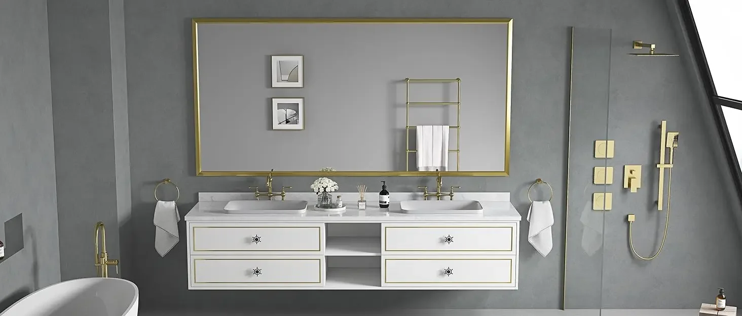 LED lighting bathroom mirror 32x24 vanity mirror with light, anti fog, intelligent dimmable 3 colors, vanity mirror