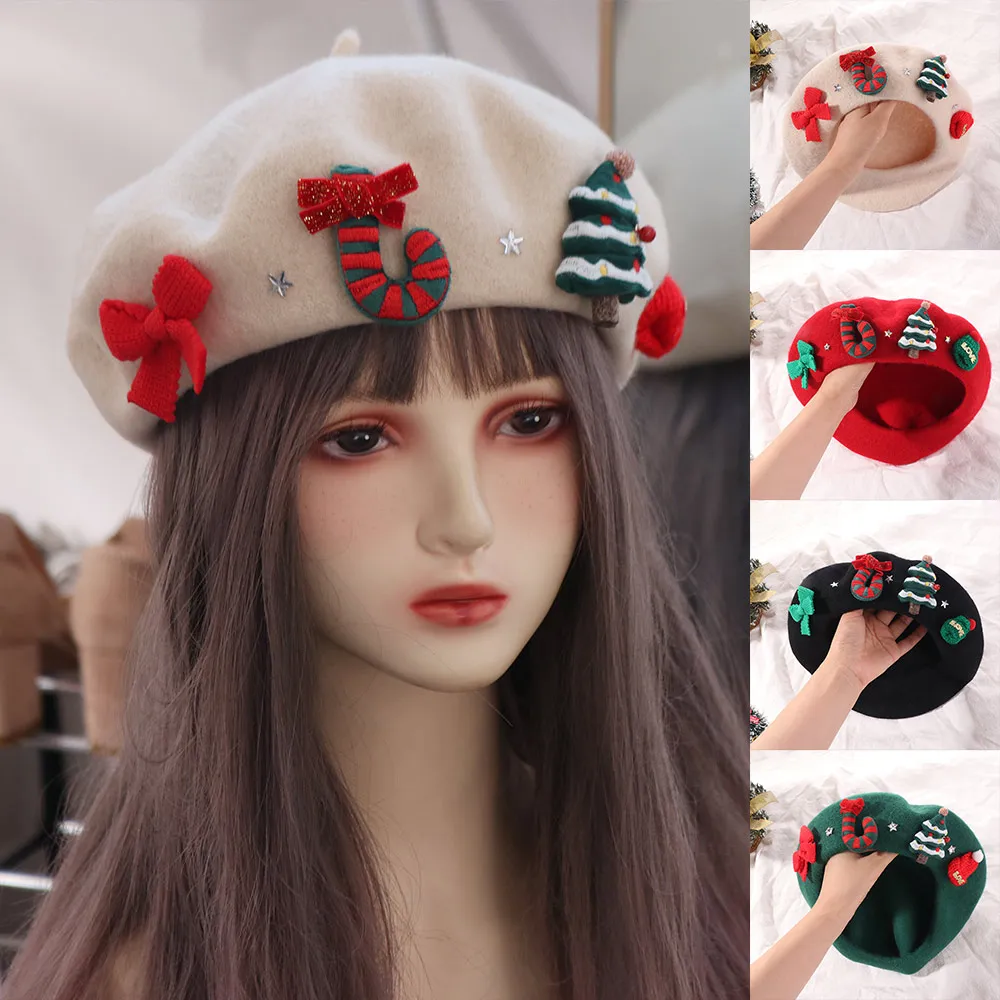 الشتاء السنة الجديدة عيد الميلاد قبعة قبعة صوف أحمر أخضر ورأى عيد الميلاد قبعة قبعة حلوة حفلة عيد الميلاد الرسام قبعة الفتيات