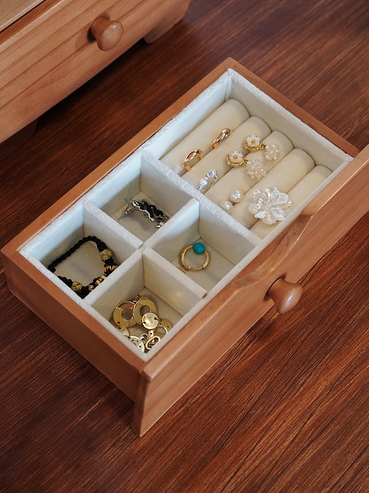 Solid Wood Jewelry Box Storage Box High-grade Exquisite Hand Jewelry Earrings Stud Necklace Gold Wedding Gift