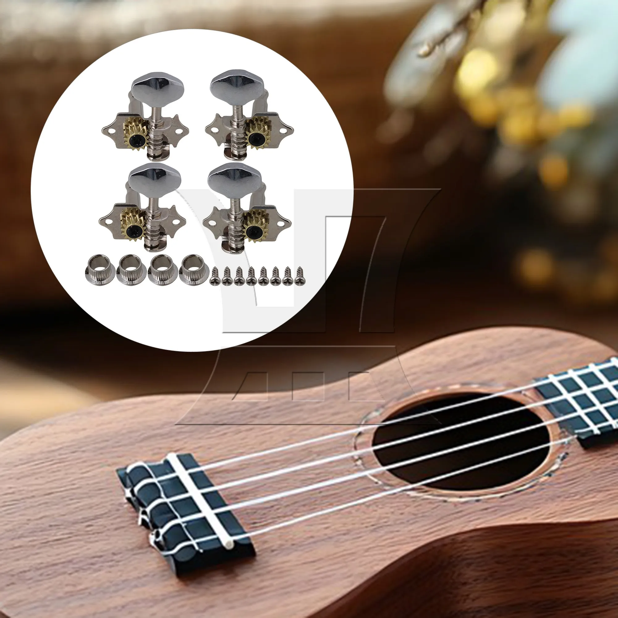 

Yibuy 4 шт. хромированные тюнинговые колки (2R2L) для укулеле и 4-струнной гитары