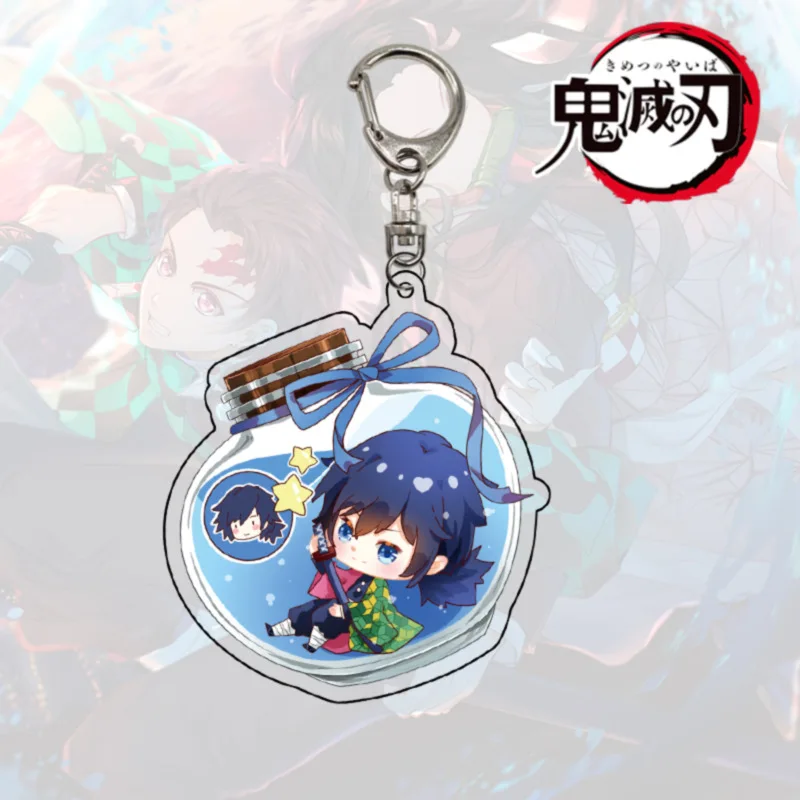 Anime Demon Slayer Keychain Acrylic Kimetsu no Yaiba Blade of Ghost Keyring Key Cover Chain Keyrings Jewelry Accessories Gifts