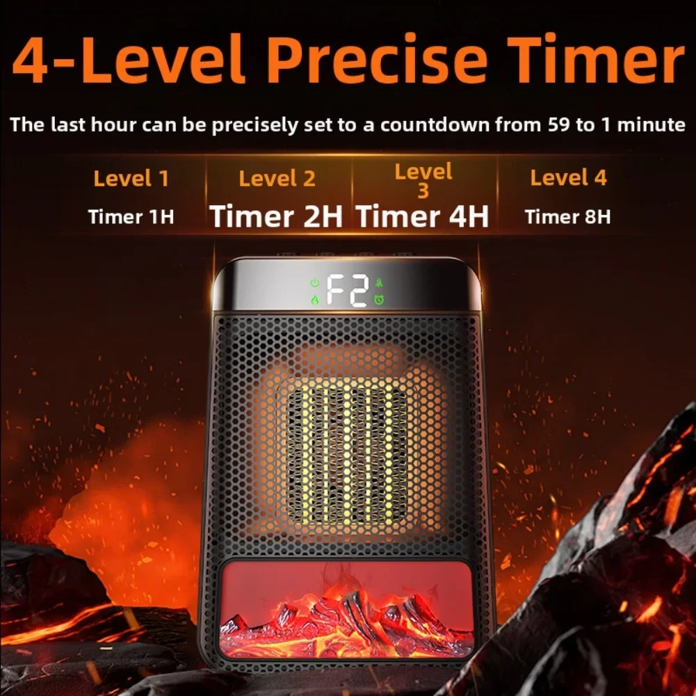 Bedroom Living Room Black Electric Heater Efficient Electric Heater Fan PTC Heating Technology 800W And 1200W Power