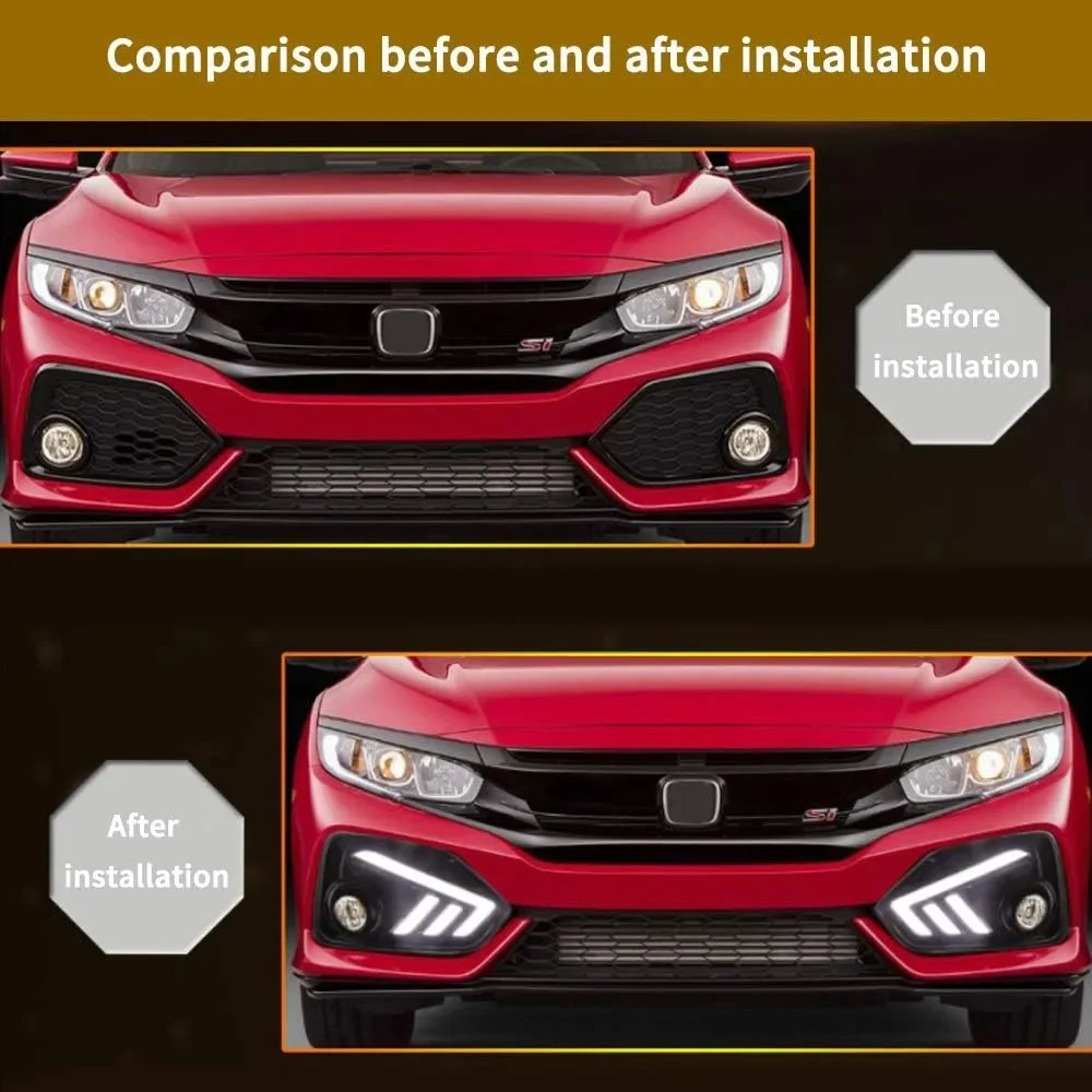 

Для Honda Civic 2016 2017 2018 2019 2020 светодиодный бампер противотуманные фары дальнего света с переключателем и комплектами парный комплект левый + правый