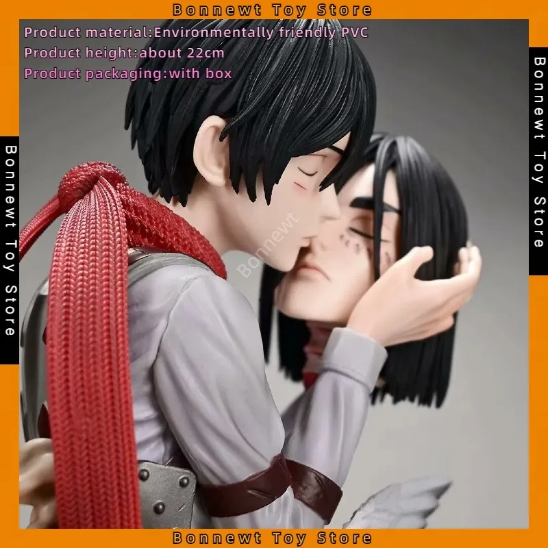 

New 22cm Attack on Titan Kiss of Death Head Holding Mikasa Ackerman Captain Allen Statue GK Figure Model Head Sculpture