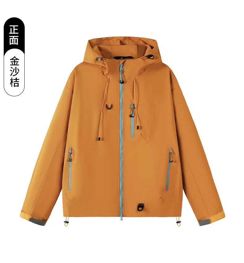 Leichte, wasserdichte Damen-Windjacke mit Kapuze, mehreren Reißverschlusstaschen, für Outdoor-Aktivitäten, Wandern und Freizeit. – Detail 6