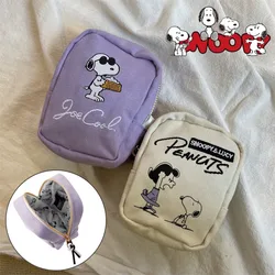 Snoopy Cosmetic Bag Coin Purse Cartoon Embroidery Portable Lipstick Makeup Storage Pouch Women Canvas Travel Bags Zip Clutch Bag