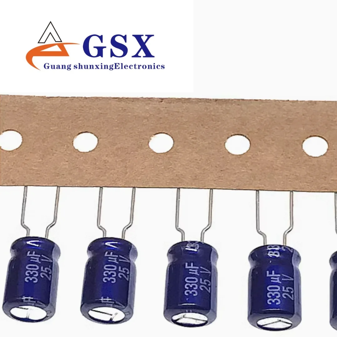 330UF 25V imported aluminum electrolytic capacitor 25v330uf 8 * 11.5 Panasonic M 85 degree blue robe audio