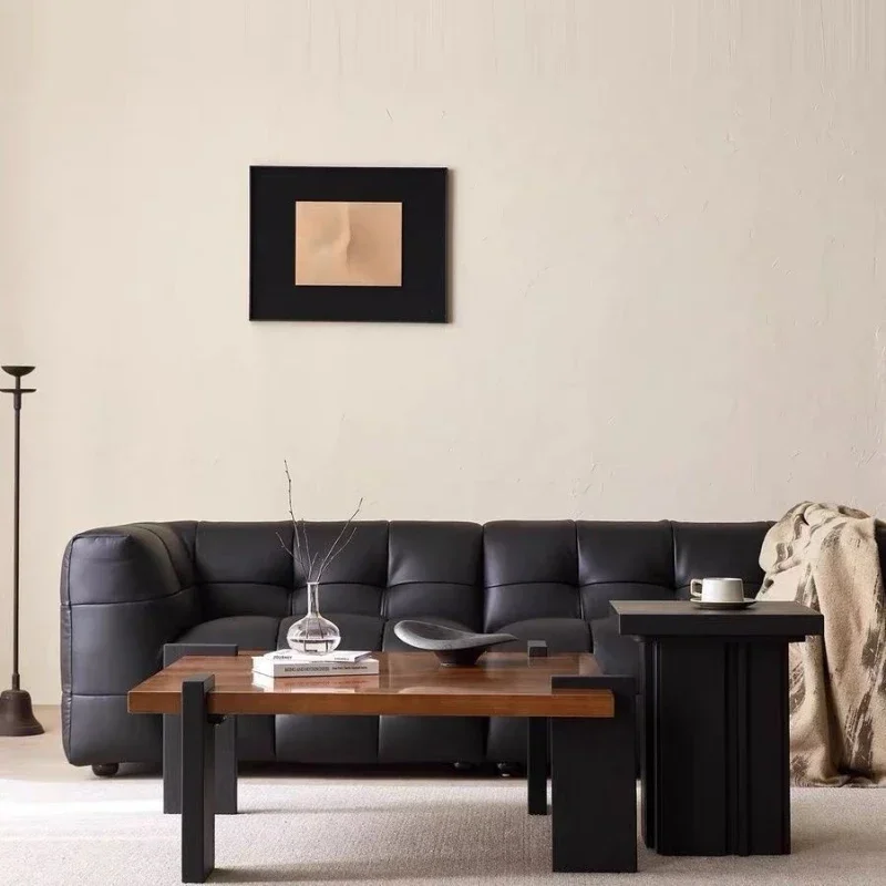 Mesa De centro cuadrada De lujo De madera maciza De nogal, Mesa De centro pequeña De diseño para sala De estar, Mesa De Centro negra, muebles para el hogar