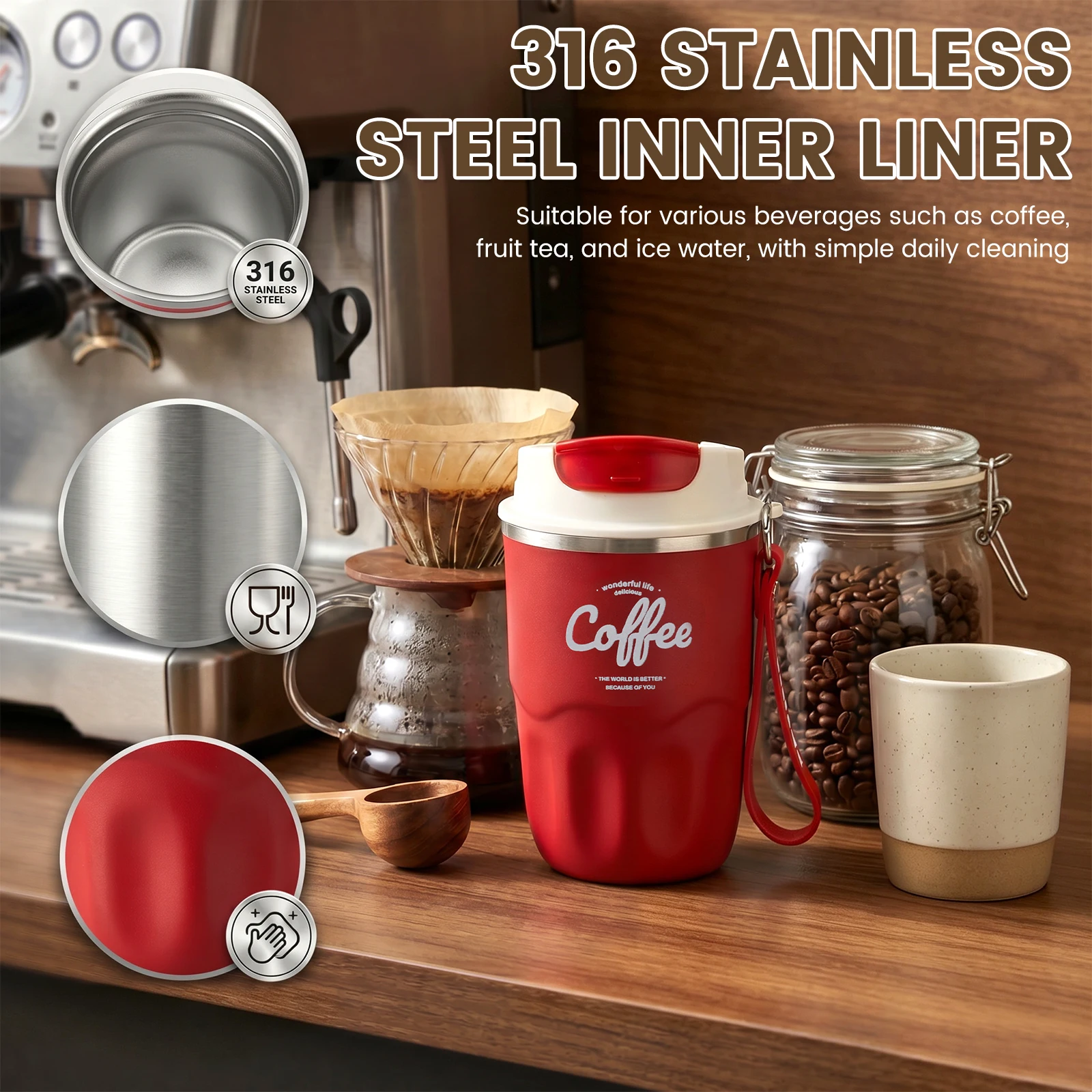 Draagbare koffiereisbeker van  - Vacuum Insulated Flask recensie en prijs