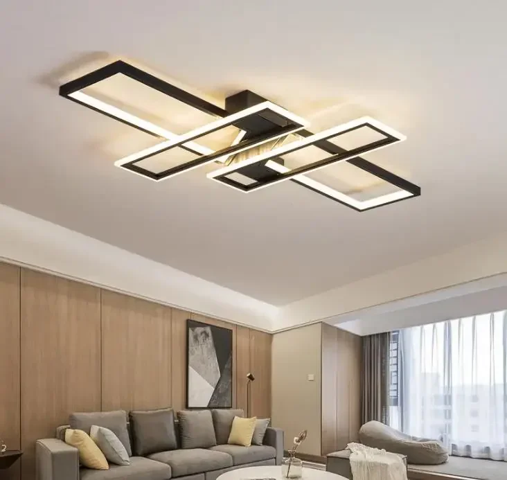 

Modern LED Chandeliers Lighting Fixtures for Living Room Bedroom Kitchen Home Control Black Lustre Ceiling Lamp