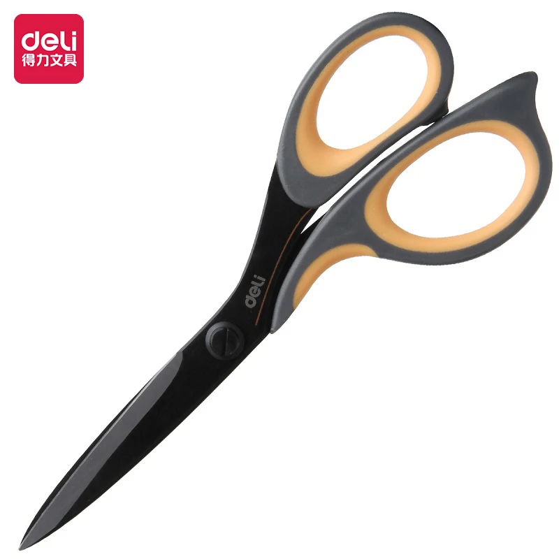 deli stainless steel anti stick scissors liga de papelaria material escolar escritorio estudante faca voce mesmo artesanato mao 175 mm 01