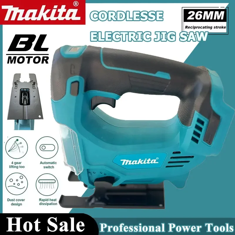 

Makita 18V Portable Cordless Jig Saw 26mm Electric Curved Saw Multi-Function Cutting Woodworking Tool For 18V Battery