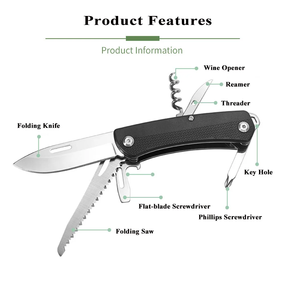 440 Steel Survival Hunting Knife Outdoor Pocket Folding Knives Camping Equipment Gadgets Multitool Military Tactical Knife