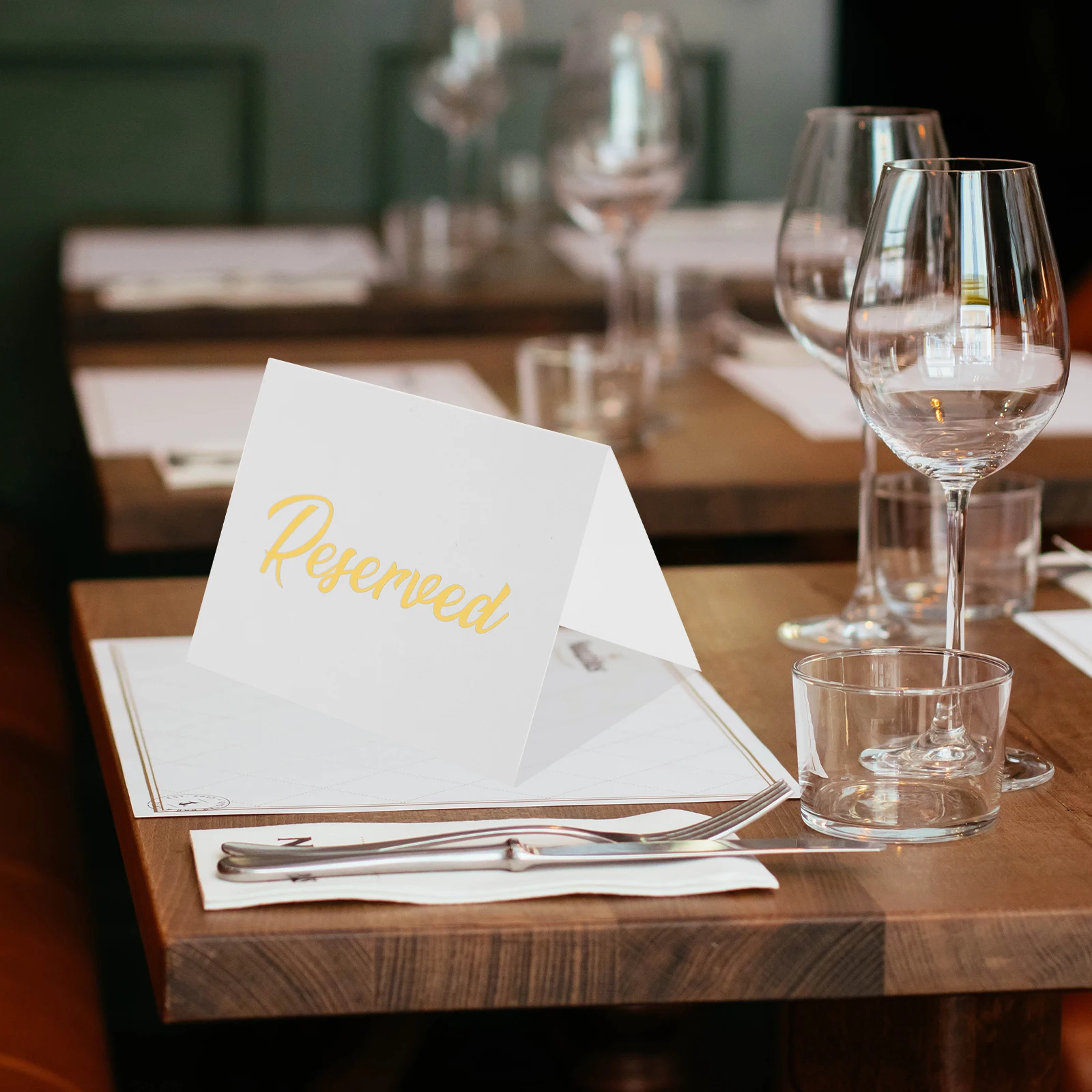 

50pcs Reserved Table Signs Double Sided Printing Gold Foil Wedding Party Restaurant 3x4inch Seating Cards Banquet