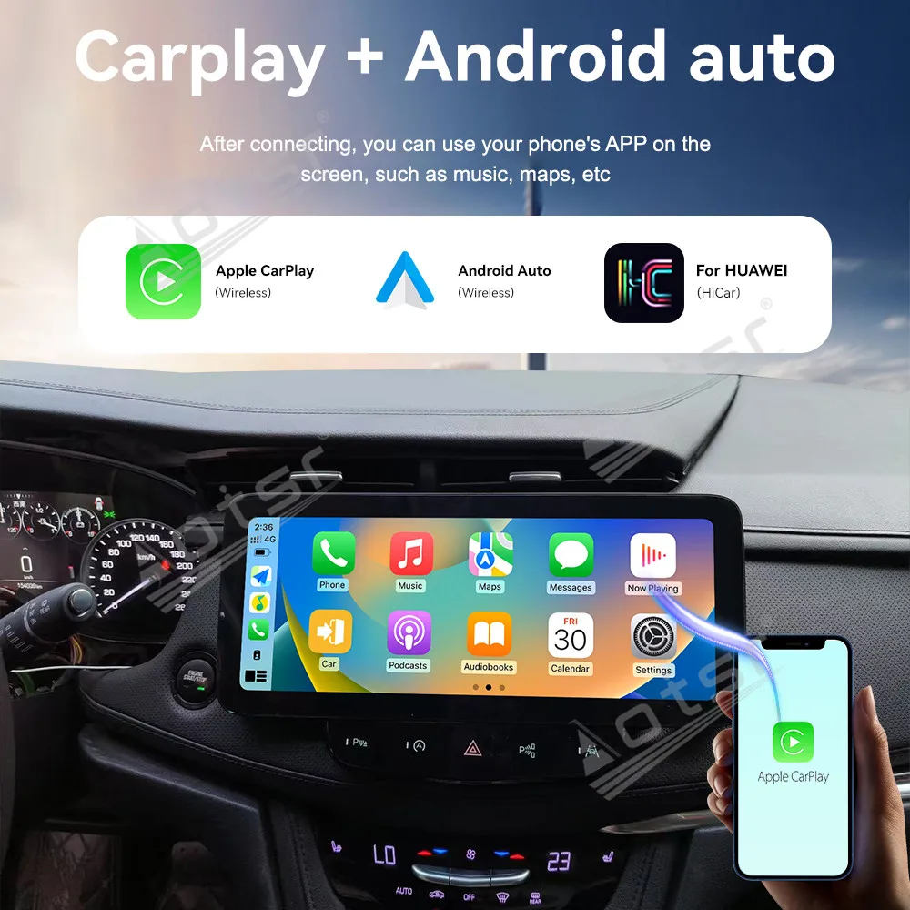 

12,3-дюймовый автомобильный радиоприемник CarPlay Android 13 для Cadillac XT5 XT6 2016-2021, мультимедийный плеер с сенсорным экраном, GPS-навигация, головное устройство BT