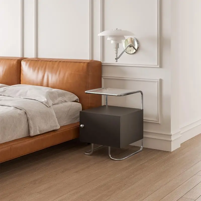 Bedside  sofa side cabinet, minimalist cabinet, small cabinet, storage stainless steel solid wood