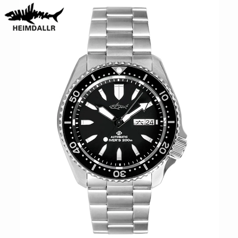 HEIMDALLR Sharkey SKX Mechanical Watch Men Dive Sapphire White Dial Luminous Japan NH36A Mov Automatic Water Resistant Watches