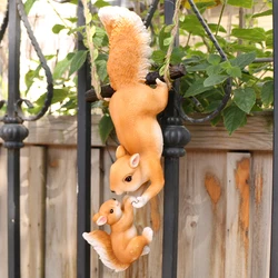 Mother Child Squirrel Resin Hanging Swing Ornament, Outdoor Garden Statue, Yard Art, Tree Decor
