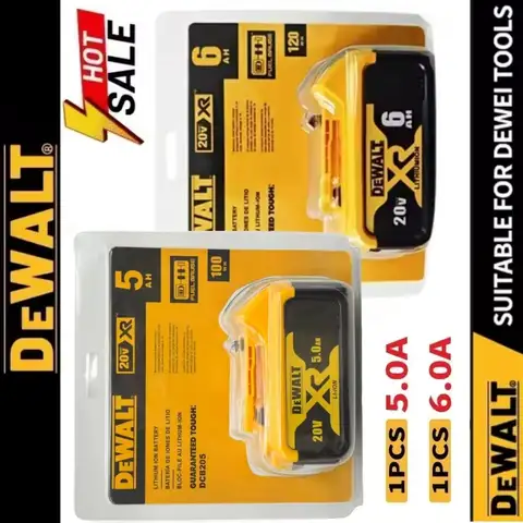DeWALT Original 20V MAX FlexVolt Battery 5Ah/6Ah Power Tool Compatible with DCB606 DCB205 DCB206 DCB209 DCB182 DCF512 with Charg