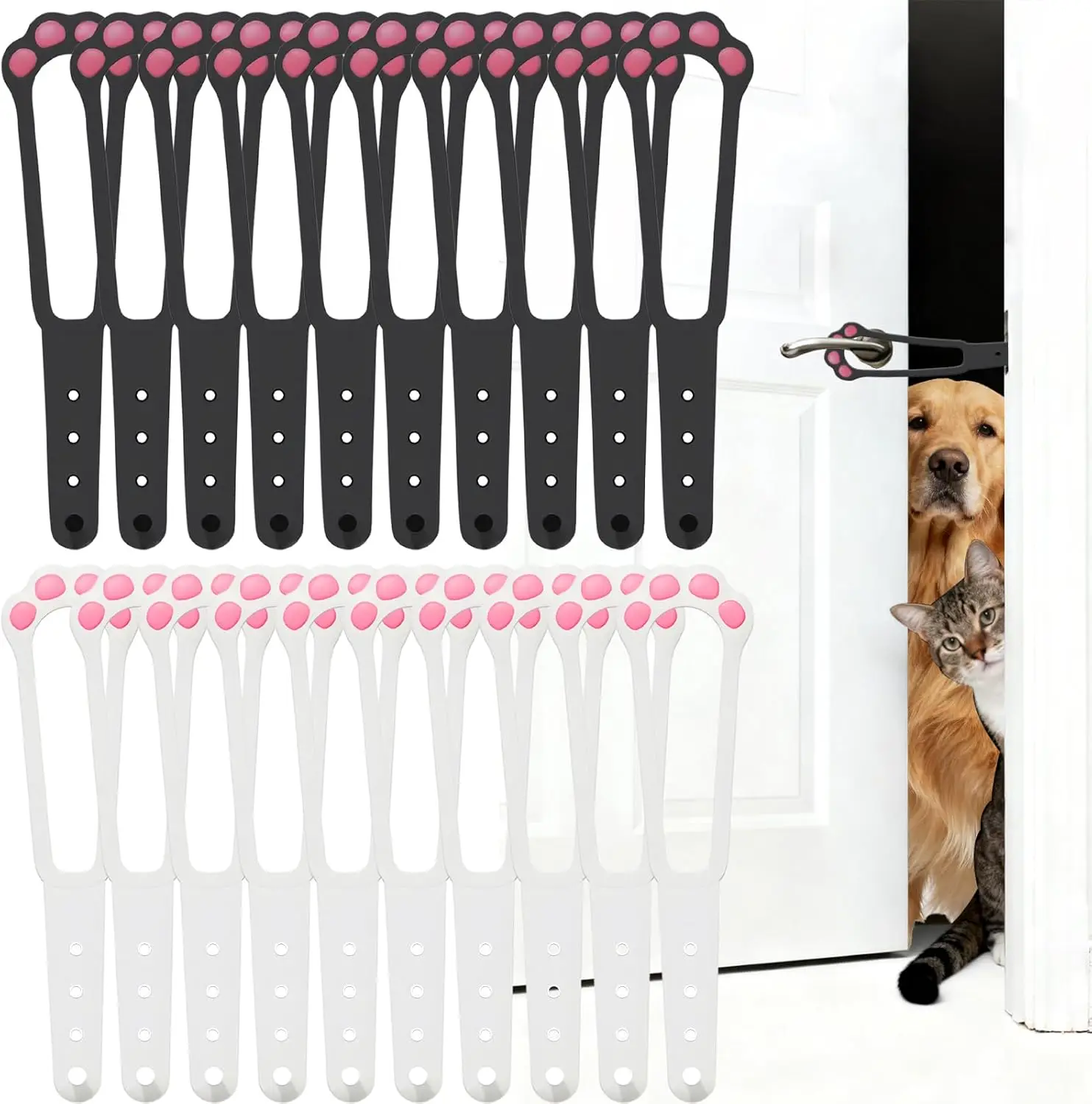 20er-Pack verstellbare Katzen-Türhalter für Innentüren, Haustier-Türstopper, um Hunde aus und Katzen zu halten, einfach zu installierendes Kit